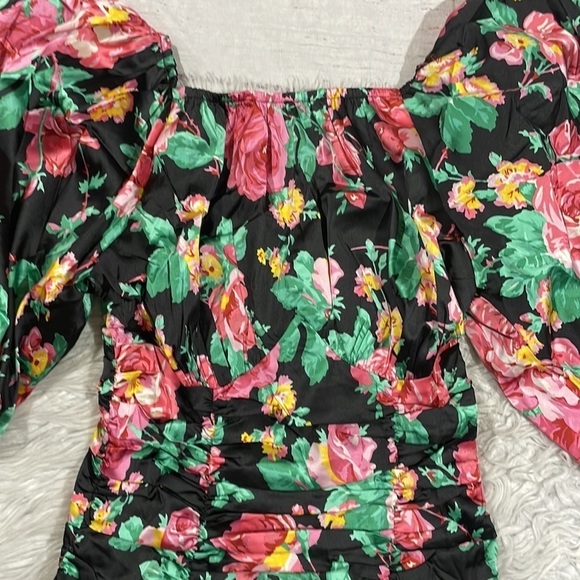NWT For Love and Lemons Jolie Floral Ruched Puff Sleeve Mini Dress - Picture 11 of 13
